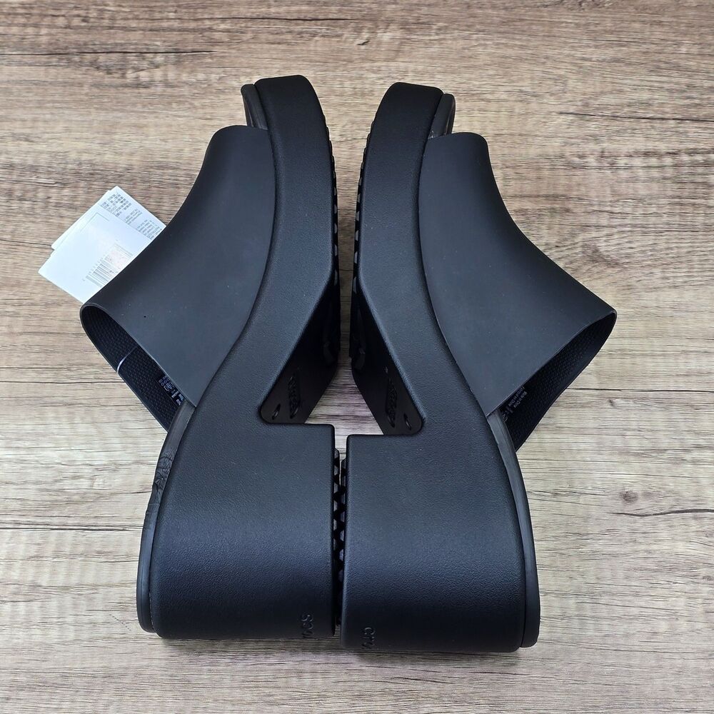 Crocs Brooklyn Slide Heel Women's Size 10 Black Platform Shoes NEW - Picture 6 of 9